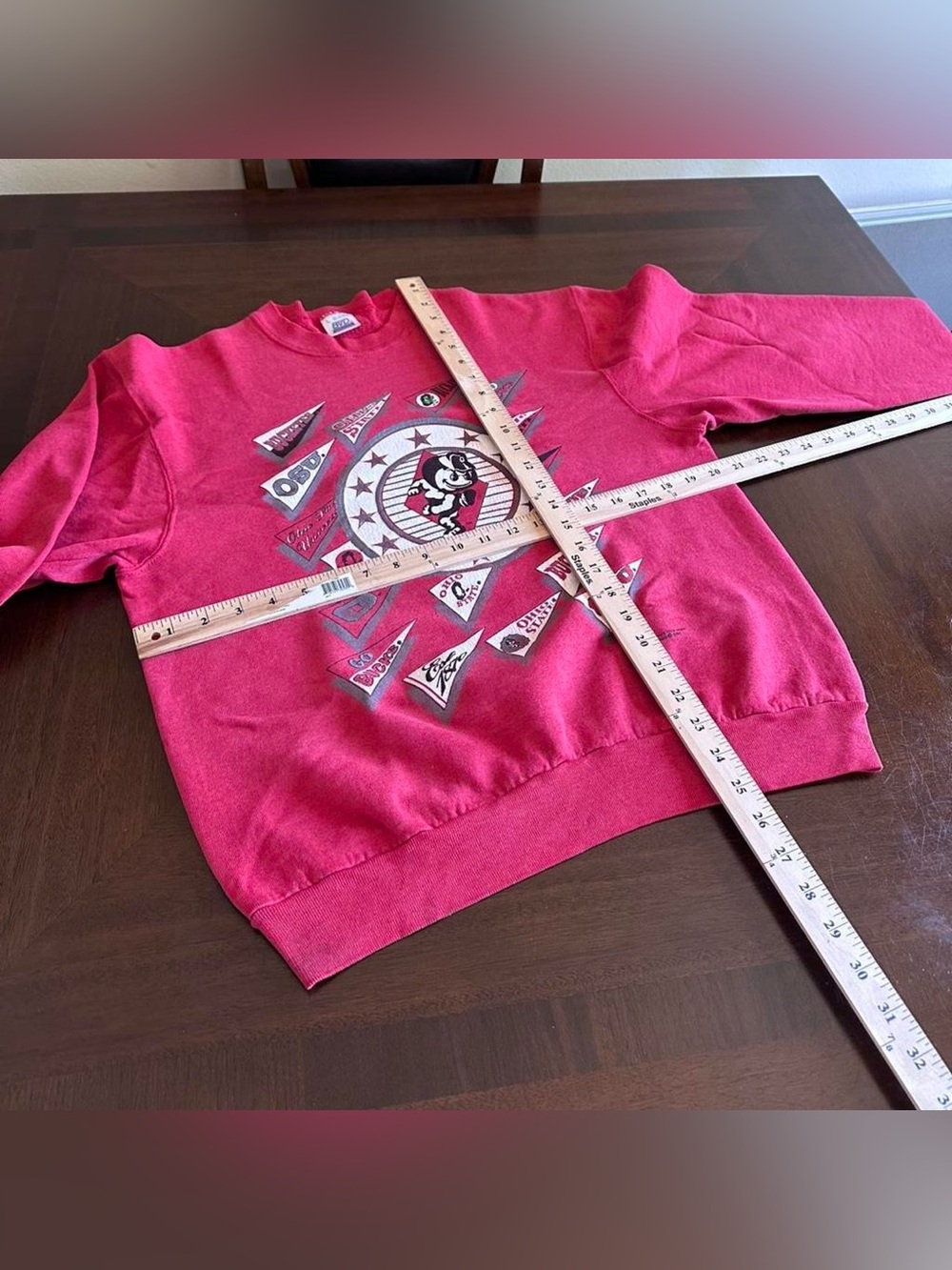 Vintage 1991 Ohio State Buckeyes Big Print Sweatshirt Red Men’s Large - Picture 6 of 7